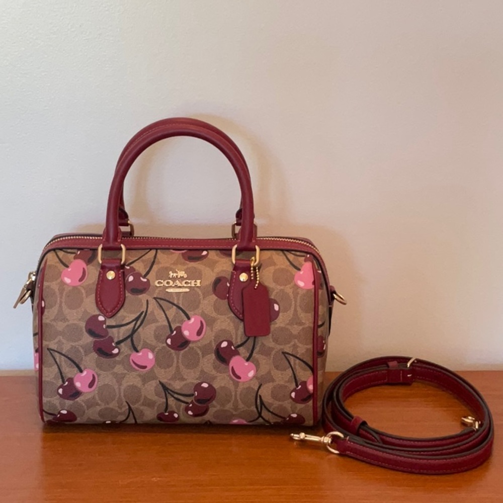 Coach Signature Cherry Rowan Satchel New CY692